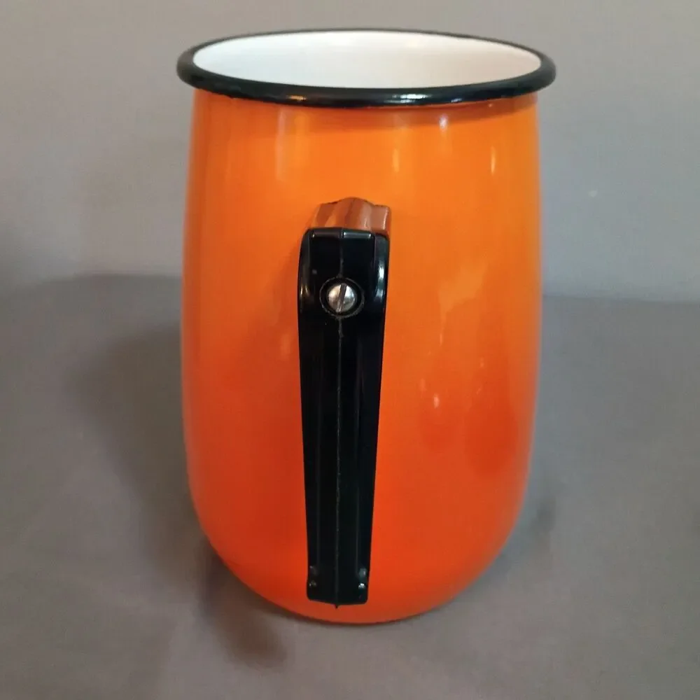 Vintage Aubecq Orange Ombre Enamel Mid Century Modern Coffee Pot France Aubeco